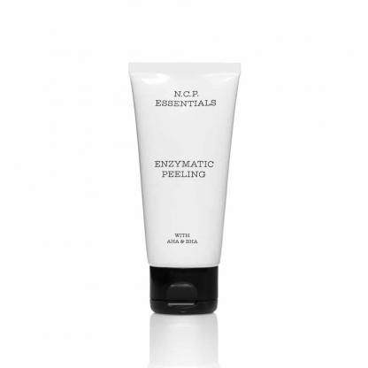 Vegan skin care from N.C.P Essentials, a white tube with black text and black cap. Enzymatic Peeling.