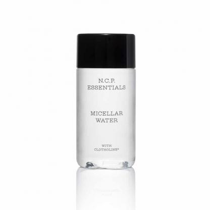 Vegan skin care from N.C.P Essentials, a transparent bottle with a black cap. Micellar Water.